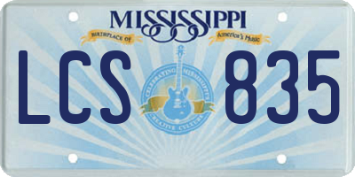 MS license plate LCS835