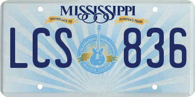 MS license plate LCS836