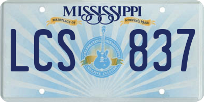 MS license plate LCS837