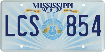 MS license plate LCS854