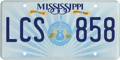 MS license plate LCS858