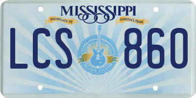 MS license plate LCS860