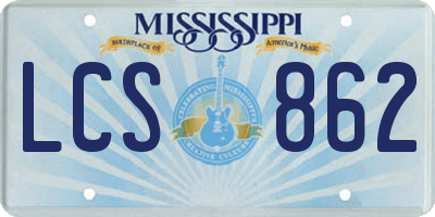 MS license plate LCS862