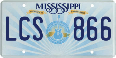 MS license plate LCS866