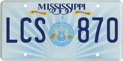 MS license plate LCS870