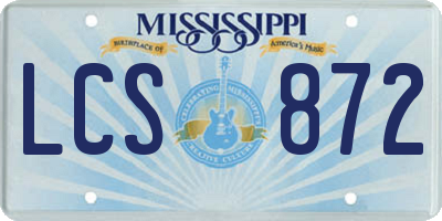 MS license plate LCS872