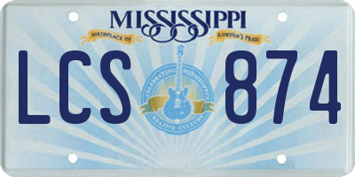 MS license plate LCS874