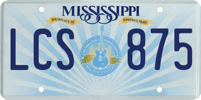 MS license plate LCS875