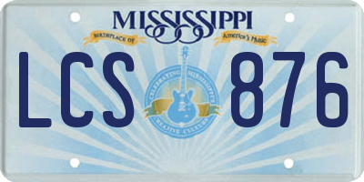 MS license plate LCS876