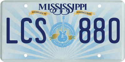 MS license plate LCS880