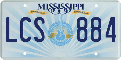 MS license plate LCS884