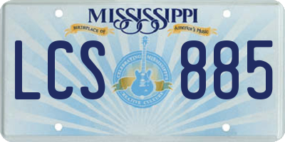 MS license plate LCS885