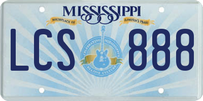 MS license plate LCS888