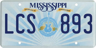 MS license plate LCS893