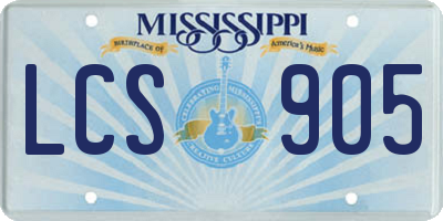 MS license plate LCS905