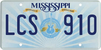 MS license plate LCS910