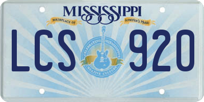 MS license plate LCS920