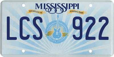 MS license plate LCS922