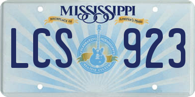 MS license plate LCS923