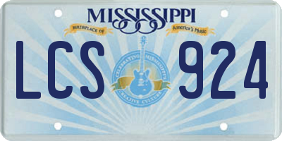 MS license plate LCS924
