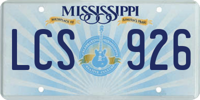 MS license plate LCS926