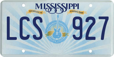 MS license plate LCS927