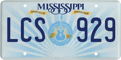 MS license plate LCS929