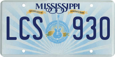 MS license plate LCS930
