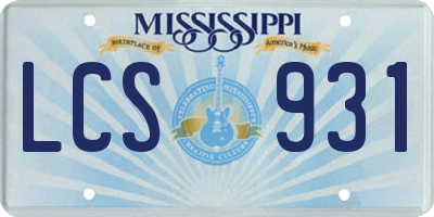 MS license plate LCS931