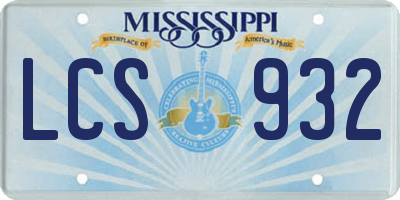 MS license plate LCS932