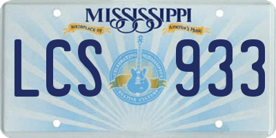 MS license plate LCS933