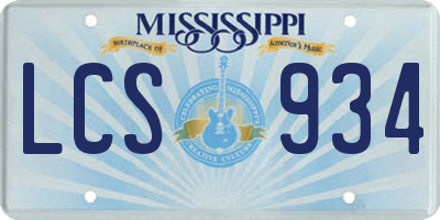 MS license plate LCS934