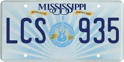 MS license plate LCS935