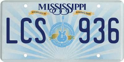 MS license plate LCS936