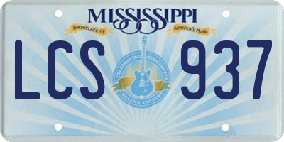 MS license plate LCS937