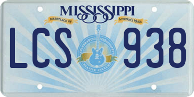MS license plate LCS938