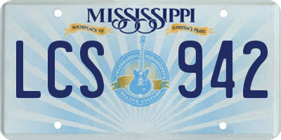 MS license plate LCS942
