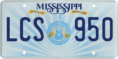 MS license plate LCS950