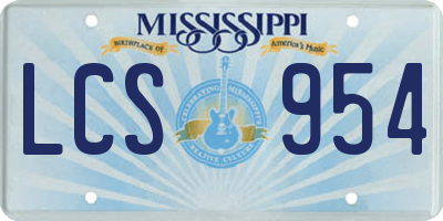 MS license plate LCS954