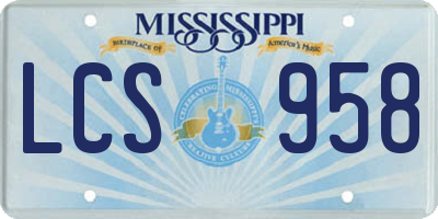 MS license plate LCS958