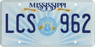 MS license plate LCS962