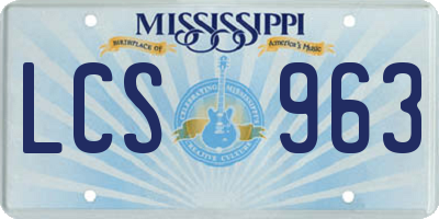 MS license plate LCS963