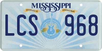MS license plate LCS968