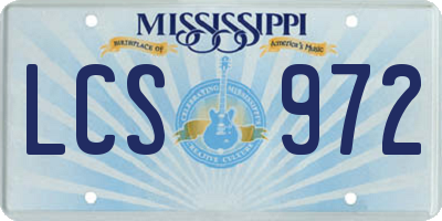 MS license plate LCS972