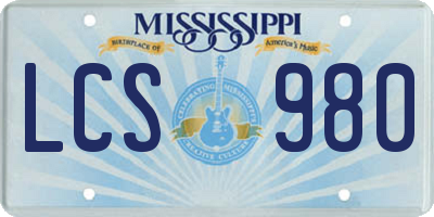 MS license plate LCS980
