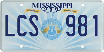 MS license plate LCS981