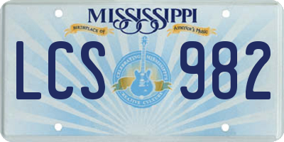 MS license plate LCS982