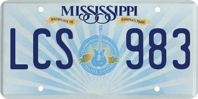 MS license plate LCS983