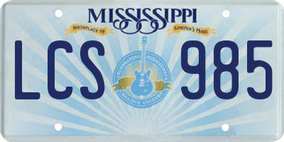 MS license plate LCS985