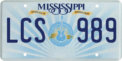 MS license plate LCS989